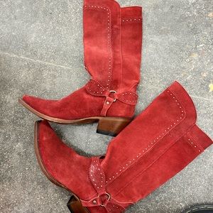 Johnny Ringo suede studded western biker boots